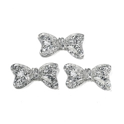 Серебро Кабошоны из прозрачной смолы декодируют, блестящий бант, серебряные, 18.5x32x7.5 мм