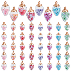 Teardrop 64 шт 8 цвета стеклянные подвески, с блеском, слеза, 24.5x14 мм, отверстие : 2.5 мм, 64 шт