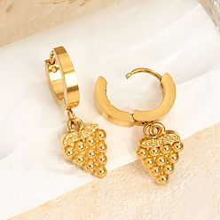 Винограды Серьги из 304 нержавеющей стали, золотые, винограды, 35 мм