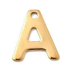 Letter A 304 прелести нержавеющей стали, письмо амулеты, ионное покрытие (ip), реальный 18 k позолоченный, буква a, 11x10x0.8 мм, отверстие : 1.2 мм