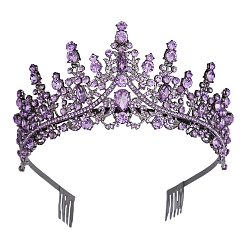 Фиолетовый Сплав горный хрусталь ленты для волос, аксессуары для волос для женщин и девочек, корона, фиолетовые, 160 мм