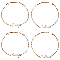 Античная Бронза 8шт 2 набор браслетов из сплава со ссылками в виде лосьона и мыла, креативные украшения из сплава для женщин, античная бронза, 8-5/8 дюйм (22 см), 9-1/8 дюйм (23 см), 4 шт / стиль