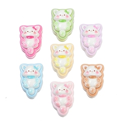 (52) Непрозрачная лаванда Непрозрачные кабошоны из смолы, мороженое с рисунком кошки, разноцветные, 26x18.5x9.5 мм