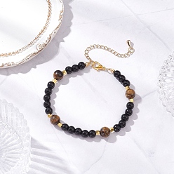 Glass Браслеты из натурального тигрового глаза и стеклянного жемчуга для женщин, 8 дюйм (20.2 см)