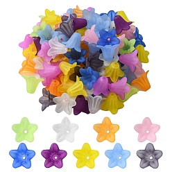 (52) Непрозрачная лаванда Прозрачные акриловые бусины, матовые, цветок, разноцветные, 17.5x12 мм, отверстие : 1.5 мм