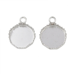 Нержавеющая Сталь Цвет Не тускнеет 304 подвеска из нержавеющей стали кабошон, круглые, цвет нержавеющей стали, лоток : 15.5 мм, 20.5x16.5x4.5 мм, отверстие : 2.8 мм, лоток : 15.5 мм