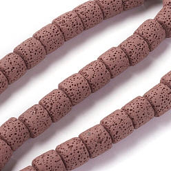 Индийский Красный Бусы из натуральной лавы, окрашенные, колонка, Индийская красная, 10x10~10.5 мм, отверстие : 2 мм, около 39 шт / нитка, 15.35 дюйм (39 см)