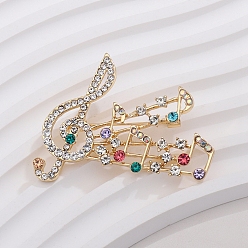 Разноцветный Музыкальная нота со стразами на лацкане, брошь из золотого сплава для рюкзака, красочный, 31x48 мм