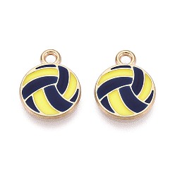 Полуночно-синий Подвески из сплава и эмали, волейбольные прелести, золотые, темно-синий, 15x12x1 мм, отверстие : 1.8~2 мм