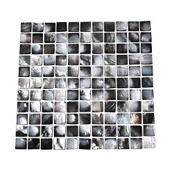 Black Lip Shell Natural Black Lip Mosaic Tiles Cabochons, Square, Flat Back, 298x298x2mm, about 121pcs/set