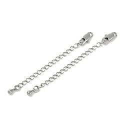 Платина Латунь заканчивается цепи, без кадмия, без никеля и без свинца, слеза, платина, 73 мм, отверстие : 2.5 мм