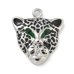 Платина Стойки обшивки латунные подвески, долговечный, без свинца и без кадмия, леопардовые прелести, платина, 19x16.5x4 мм, отверстие : 1.4 мм