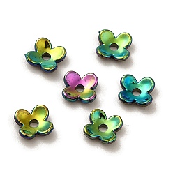 Colorful Plating Opaque Acrylic Bead Caps, 4-Petal Flower, Colorful, 7x7x1.7mm, Hole: 1.2mm
