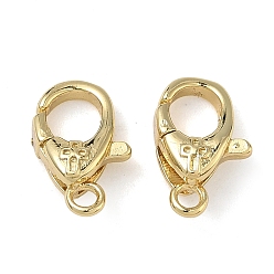 Настоящее золото 18K Крестообразные латунные застежки в виде клешней лобстера, долговечный, стойки покрытие, без свинца и без кадмия, реальный 18 k позолоченный, 13.5x8x4 мм, отверстие : 1.6 мм