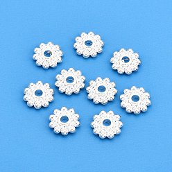 Серебро Бусины разделители из сплава , цветок, долговечный, серебряные, 8.5x2 мм, отверстие : 1.8 мм