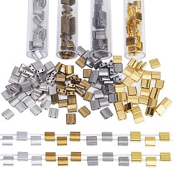 (52) Непрозрачная лаванда 200шт 4 цвета металлик цвета стеклянные бусины, 2-луночное, квадратный, разноцветные, 5x4.5~5.5x2~2.5 мм, отверстие : 0.5~0.8 мм, 50 шт / цвет