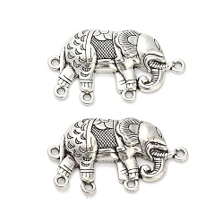 Античное Серебро Сплав люстра компонента ссылки тибетском стиле, без свинца и без кадмия, слон, античное серебро, 19.5x33.5x4.5 мм, отверстие : 1.6 мм, Около 395 шт / 1000 г