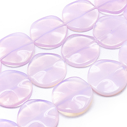 Opalite Perles opalite brins, plat rond, ondulés, 34.5x6.5mm, Trou: 1.5mm, Environ 11 pcs/chapelet, 14.96 pouce (38 cm)