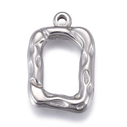 Stainless Steel Color Non-Tarnish 304 Stainless Steel Hammered Pendants, Frame, Stainless Steel Color, 20x13x3mm, Hole: 1.4mm