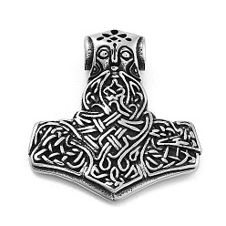 Античное Серебро Викинг 304 подвески из нержавеющей стали, Мьёльнир, амулет молота Тора, античное серебро, 36.5x33.5x8.8 мм, отверстие : 5 мм