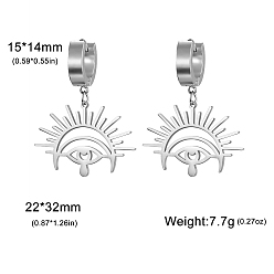 Нержавеющая Сталь Цвет Устойчив к потускнению 304 нержавеющая сталь обруч, солнце с глазом, для женщин, цвет нержавеющей стали, 37x32 мм