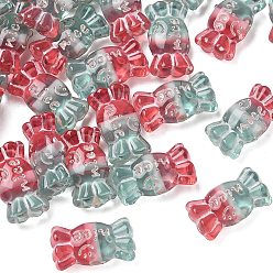 Красный Прозрачный бисер cmолой, конфета со словом «приятно», с эмалью, два тона, голограмма, красные, 9x16.5x6 мм, отверстие : 1.8 мм