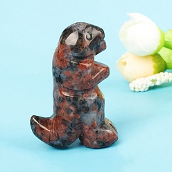 Красный Обсидиан Резные фигурки динозавров из натурального красного дерева и обсидиана, для домашнего офиса настольный орнамент фэн-шуй, 50.8 мм