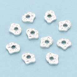 Серебро 925 стерлингов серебряные шарики Spacer, самородки, серебряные, 4x3x0.9 мм, отверстие : 1 мм