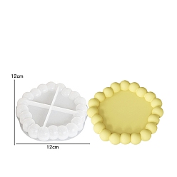 Flower Cup Mat Silicone Molds, Fondant Molds, Resin Casting Coaster Molds, For UV Resin, Epoxy Resin Craft Making, White, Flower, 120x120x20mm