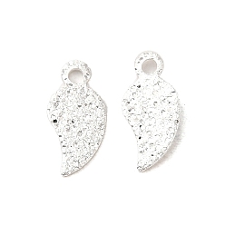 Посеребрённый Латунные подвески, лист, 925 серебро покрытием, 9x4x0.5 мм, отверстие : 1 мм