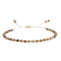 Пейзажный Джаспер Браслеты из плетеных бусин из натуральной яшмы для женщин, круглые, граненые, 5-1/2 дюйм (14 см) ~ 9-7/8 дюйм (25 см)