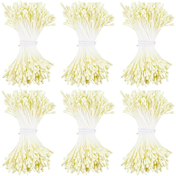 Champagne Yellow 6Bundles Gypsum with Cotton Cord Artificial Flower Core, Champagne Yellow, 57x2mm, 400pcs/bundle