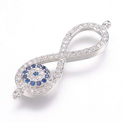 Платинированный Латунные микро проложить кубических ссылки циркония, Реальная платина, бесконечность, 10x33x3 мм, отверстие : 1 мм