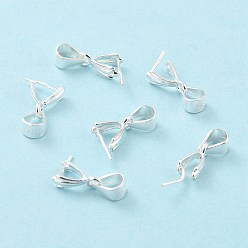 Серебро 925 зажим для зажима льда из стерлингового серебра, серебряные, 9x5x3 мм, внутренний диаметр: 5x4 мм, штифты : 0.5 мм