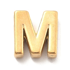 Letter M Ионное покрытие (ip) 304 брелоки из нержавеющей стали, буквенное очарование, реальный 18 k позолоченный, Буква М, 9.5x9x3 мм, отверстие : 1.6 мм