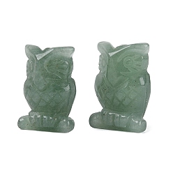 Aventurina Verde Figura de búho de aventurina verde natural, Piedra energética de Feng Shui como regalo para la decoración del escritorio de la oficina en casa, 26~28x18~20x11.5~13 mm