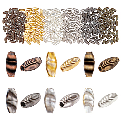 Mixed Color 300Pcs 6 Colors Steel Spring Beads, Coil Beads, Rice, 9x4mm, Hole: 1mm, Mixed Color, 9x4mm, 50pcs/color