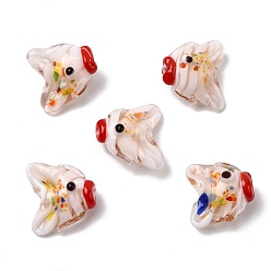 Белый Бусины лэмпворк , рыба, белые, 17~19x19~21x10~11 мм, отверстие : 1.4 мм