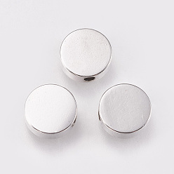 Платина Латунные бусины, плоско-круглые, платина, 8x2.5 мм, отверстие : 1.5 мм