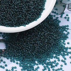 (RR2406) Transparent Dark Teal Миюки круглые бусины рокайль, японский бисер, 11/0, (rr 2406) прозрачный темно-бирюзовый, 11/0, 2x1.3 мм, отверстие : 0.8 мм, Около 1111 шт / 10 г