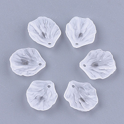 Clear Transparent Acrylic Pendants, Frosted, Leaf, Clear, 19.5x17x4.5mm, Hole: 1.5mm