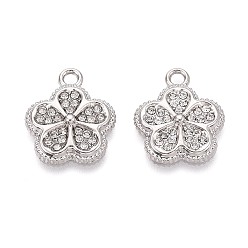 Платина Подвески из сплава и хрустальных страз, , платина, 19x16x3.5 мм, отверстие : 2 мм
