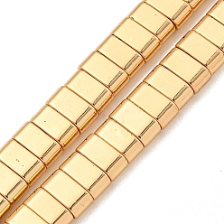 Светло-Золотое Покрытие Гальванические нити из синтетических немагнитных гематитовых бусин, прямоугольные, 2-луночное, свет позолоченные, 3x6x3 мм, отверстие : 1.4 мм, около 127 шт / нитка, 15.47'' (39.3 см)