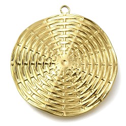 Настоящее золото 18K Ионное покрытие (ip) 304 подвески из нержавеющей стали, плоский круглый шарм, реальный 18 k позолоченный, 37.5x34.5x2 мм, отверстие : 1.8 мм