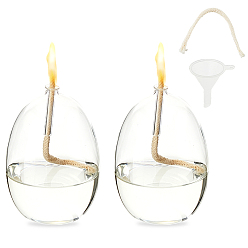 Oval Transparent Glass Candle Holders with Candle Wick, Home Decoration, Oval, 76x108.5mm