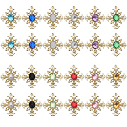 (52) Непрозрачная лаванда 24шт 12 цвета акриловые подвески, с выводами светло-золотой тон сплава, крест очарование, разноцветные, 34x29x4.5 мм, отверстие : 1.2 мм, 2 шт / цвет