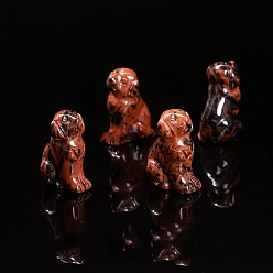 Золотой Обсидиан Украшения дисплея натурального золотого блеска обсидиана, украшение домашнего офиса, собака, 25 мм