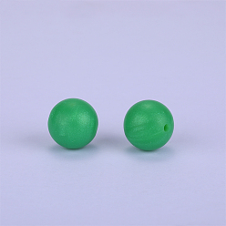 Sea Green Round Silicone Focal Beads, Chewing Beads For Teethers, DIY Nursing Necklaces Making, Sea Green, 15mm, Hole: 2mm