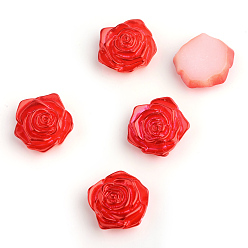 Красный Абс пластмассовые имитационные жемчужные кабошоны, цветок, красные, 17x17.5x6.5 мм , около 200 шт / мешок