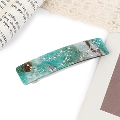 Светлый Морско-зеленый Заколки для волос из ацетата целлюлозы со стразами, прямоугольные, для женщин или девочек, светло-зеленый, 88 мм